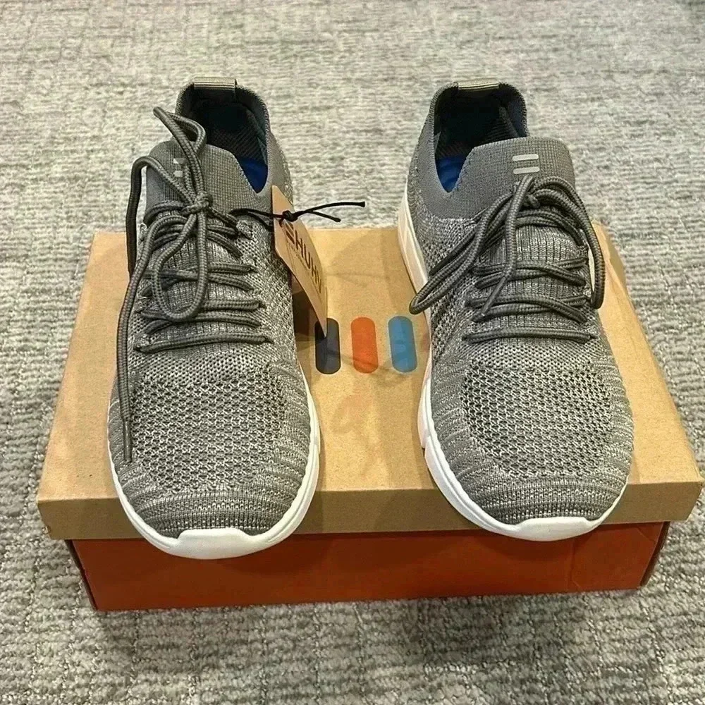 HUHV Tech Knit Recovery Lace-Up Lifestyle Walking and Athletic Shoe with HEALIUM